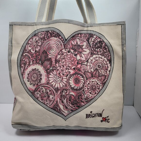 Brighton Love is in Bloom Sweet Heart Large Canvas Tote Bag - Picture 1 of 9